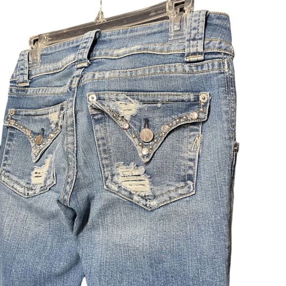 Marciano Women’s Distressed Blue Jeans w/ embellishments Size 29 - Picture 7 of 16